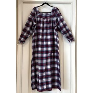 Vermont Country Store Nightshirt Sz M Plaid Flannel Gown Cottagecore Country